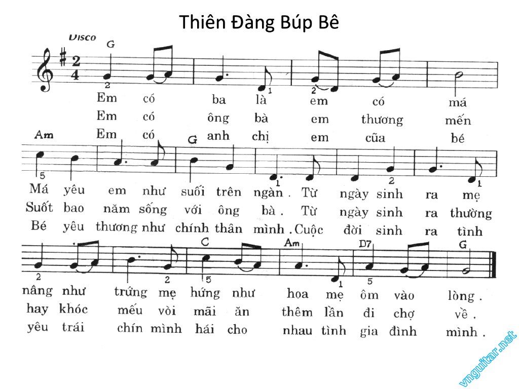 Sheet nhạc bài Thiên đàng búp bê