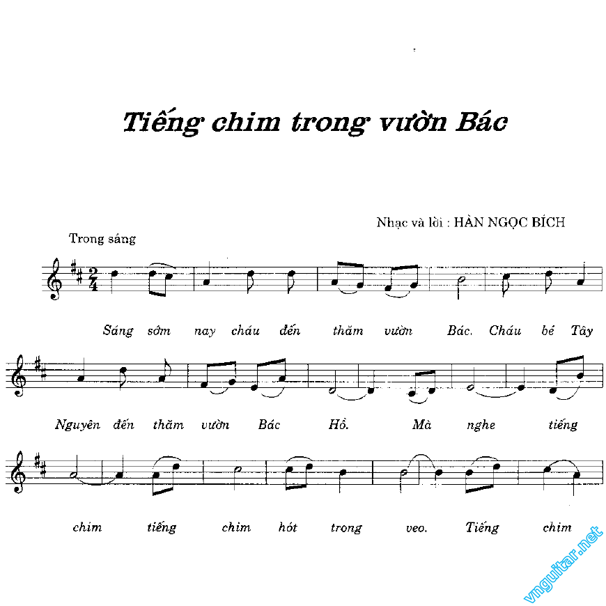 Sheet nhạc bài Tiếng chim trong vườn Bác
