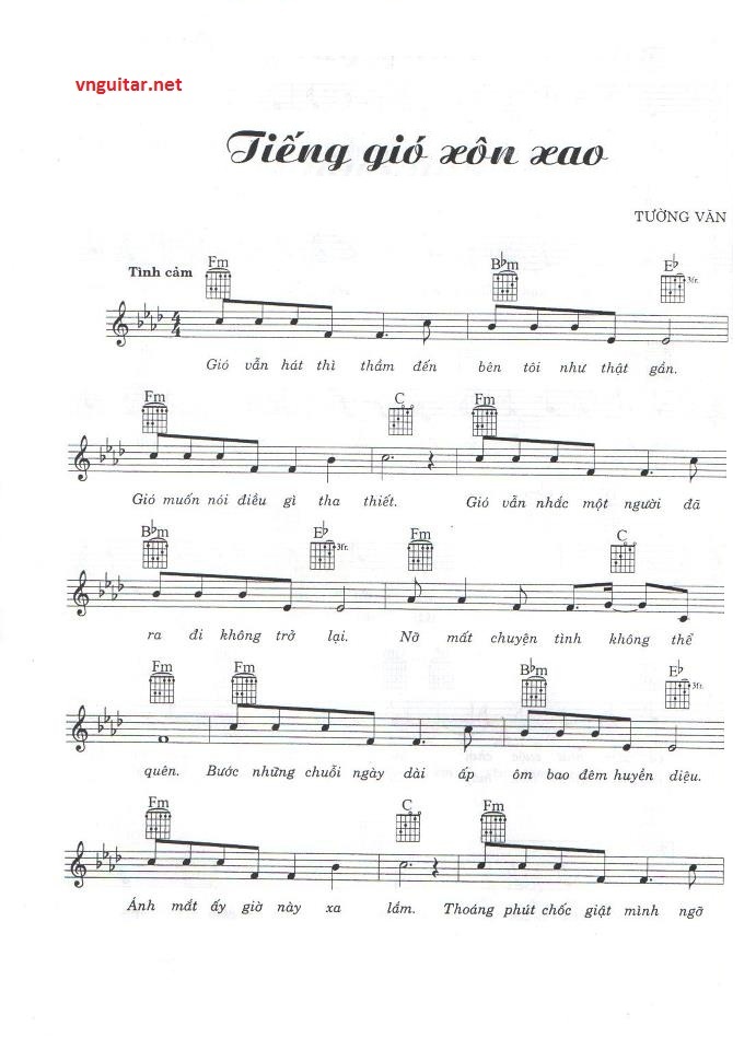 Sheet nhạc bài Tiếng gió xôn xao