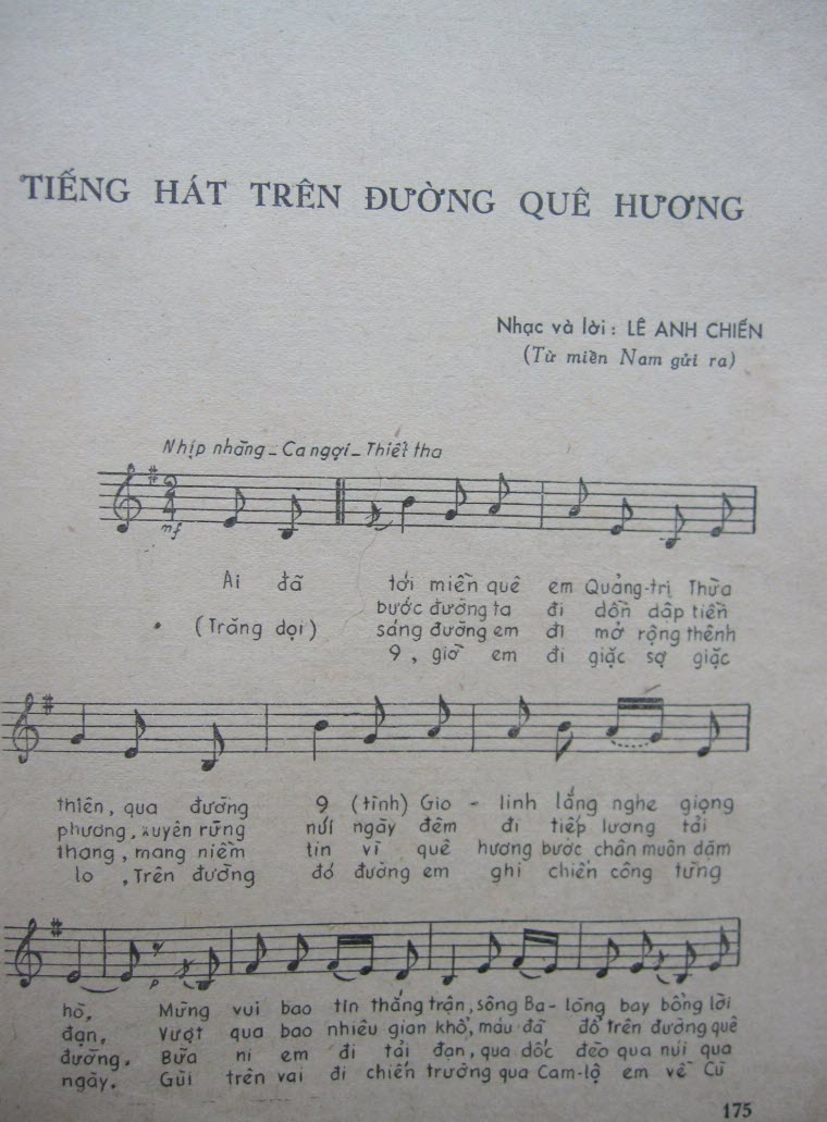 Sheet nhạc bài Tiếng hát trên đường quê hương