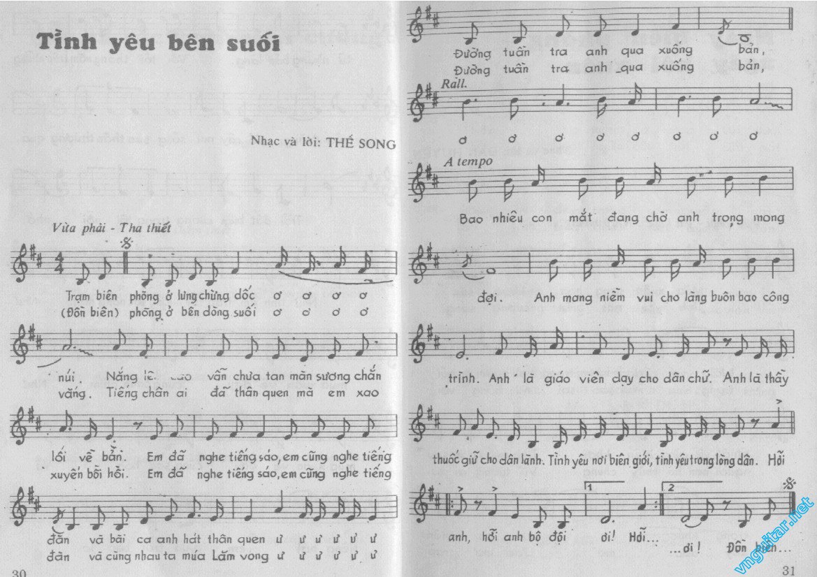 Sheet nhạc bài Tình yêu bên suối