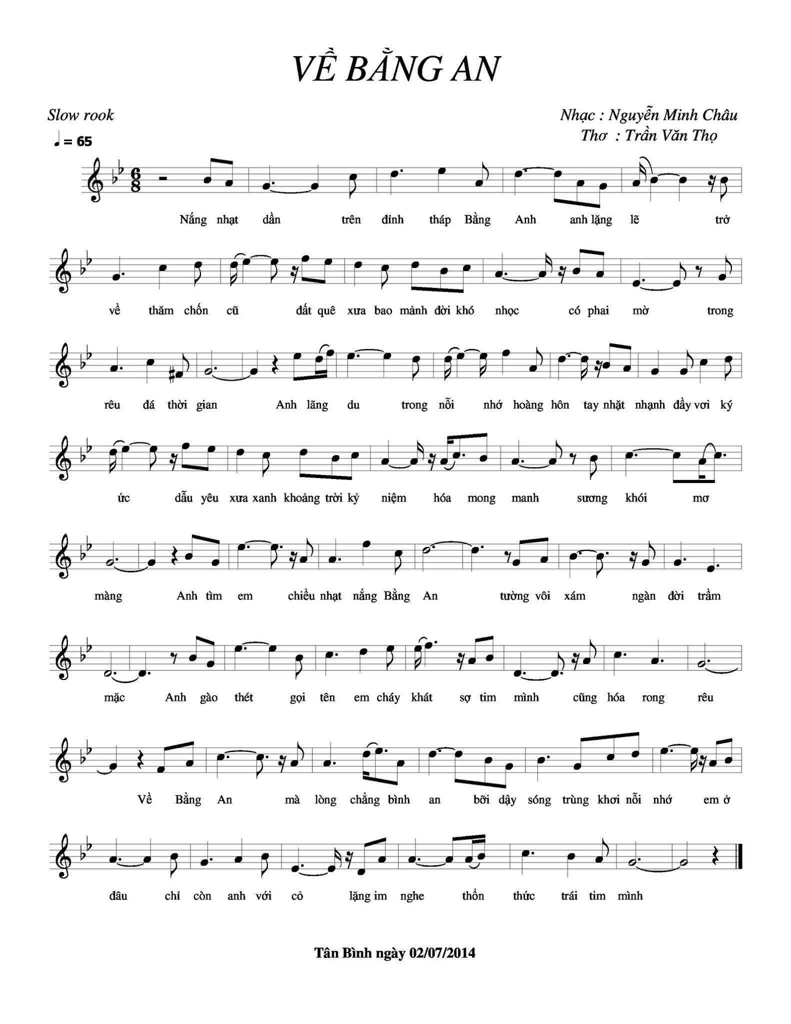 Sheet nhạc bài Về Bằng An