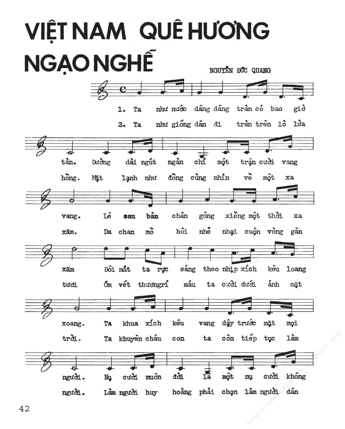 Sheet nhạc bài Việt Nam quê hương ngạo nghễ