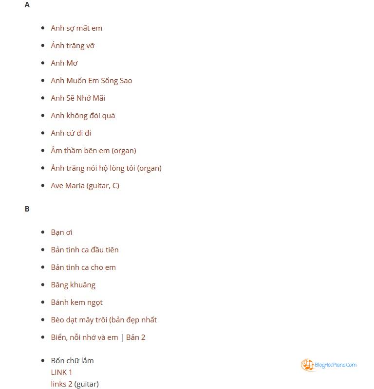 Sheet nhạc trẻ cho piano – Tổng hợp sheet nhạc trẻ hay theo vần