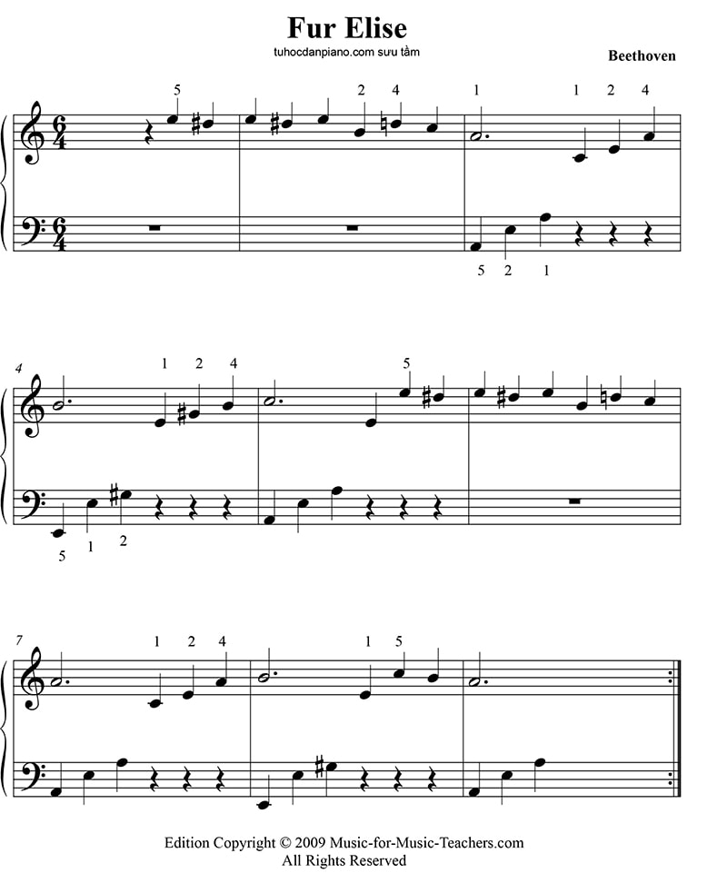 Sheet music fur elise easy piano || Piano sheet Fur Elise phiên bản dễ và khó có video