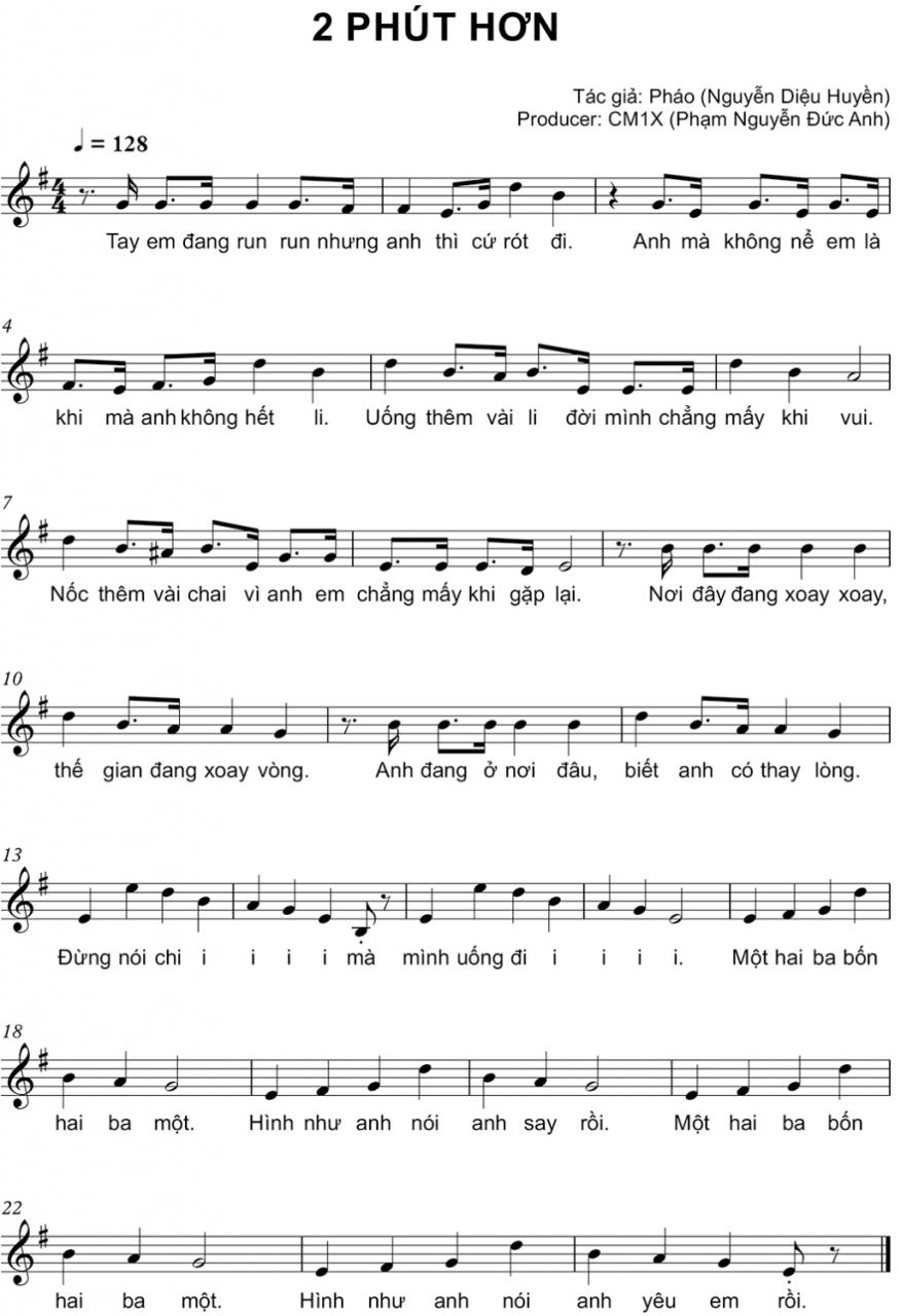 Sheet nhạc Hai phút hơn