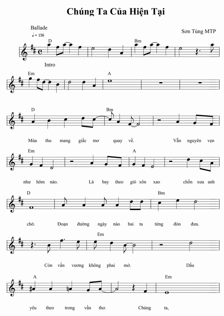 Sheet nhạc chúng ta của hiện tại