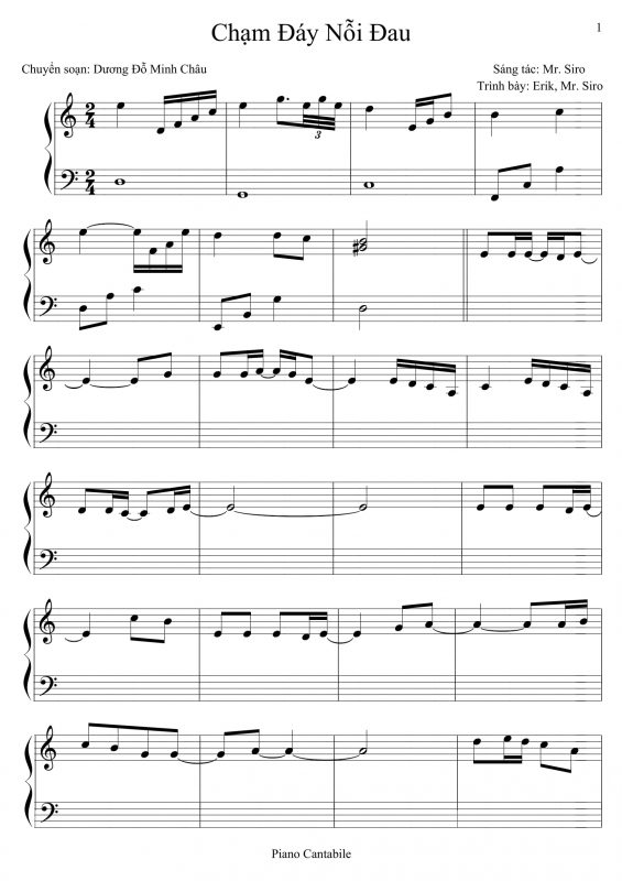 Sheet piano chạm đáy nỗi đau – Erik