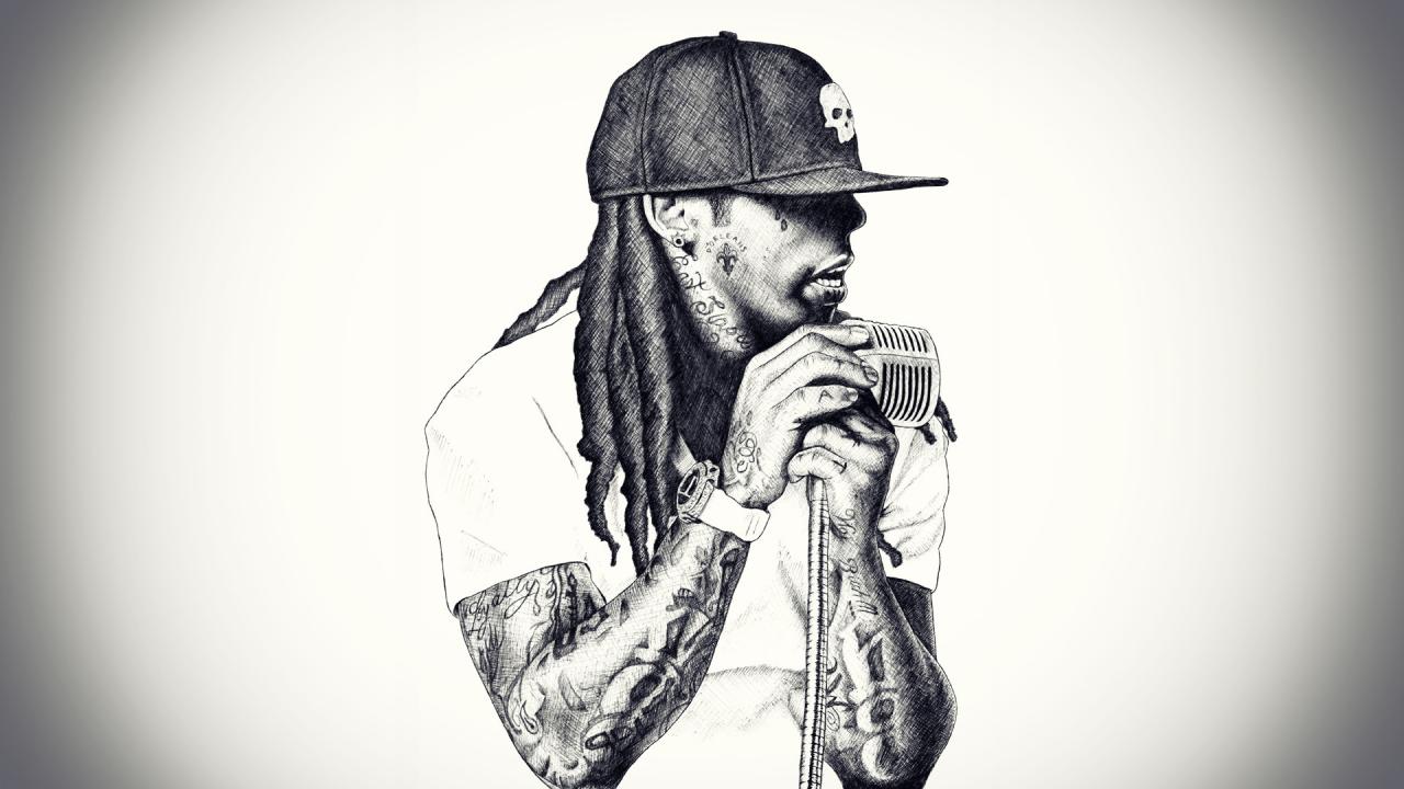 1920x1080 Preview wallpaper lil wayne, rap, singer, microphone, baseball cap,  dreadlocks 