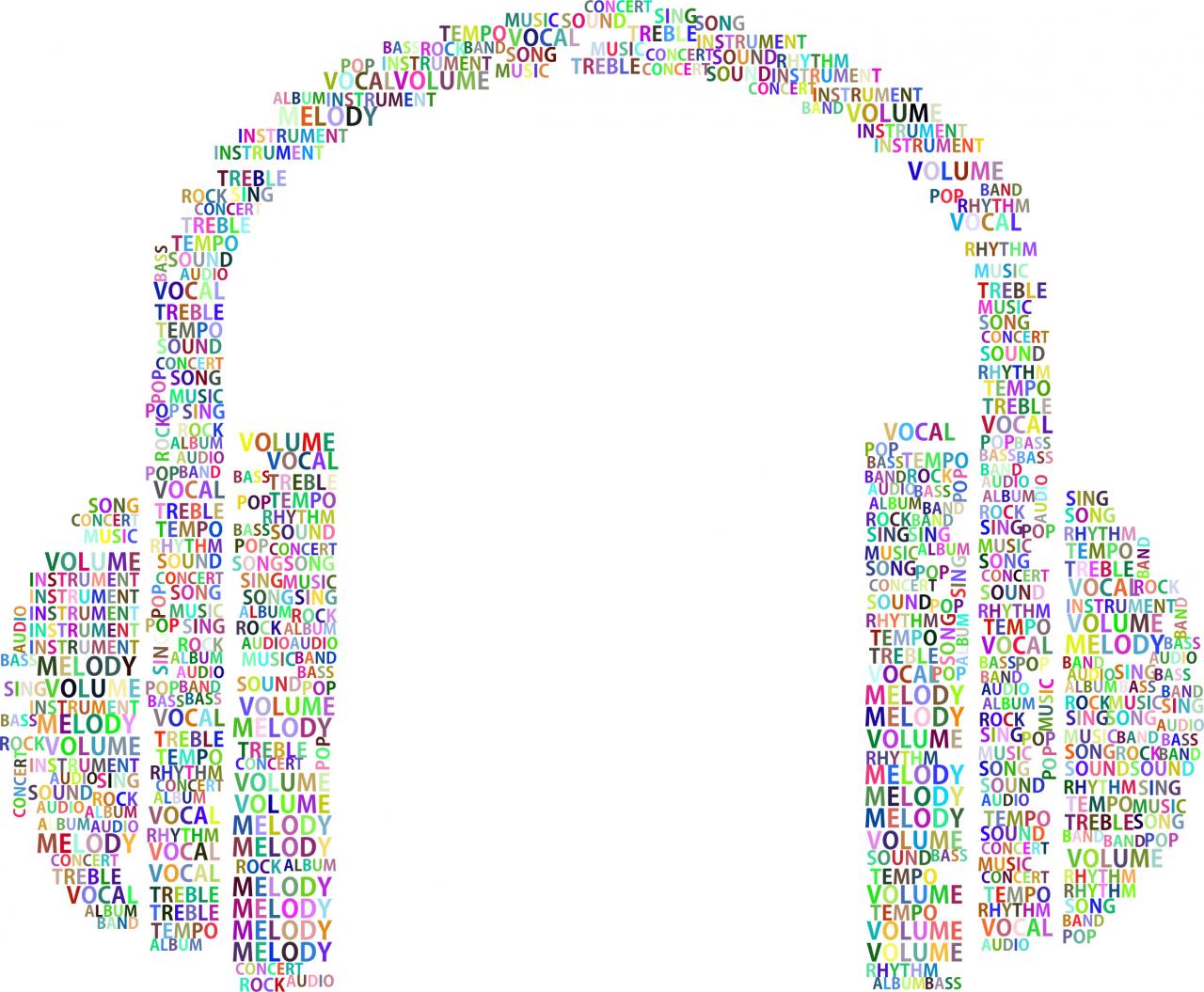 2326x1918 Prismatic Music Headphones Word Cloud No Background
