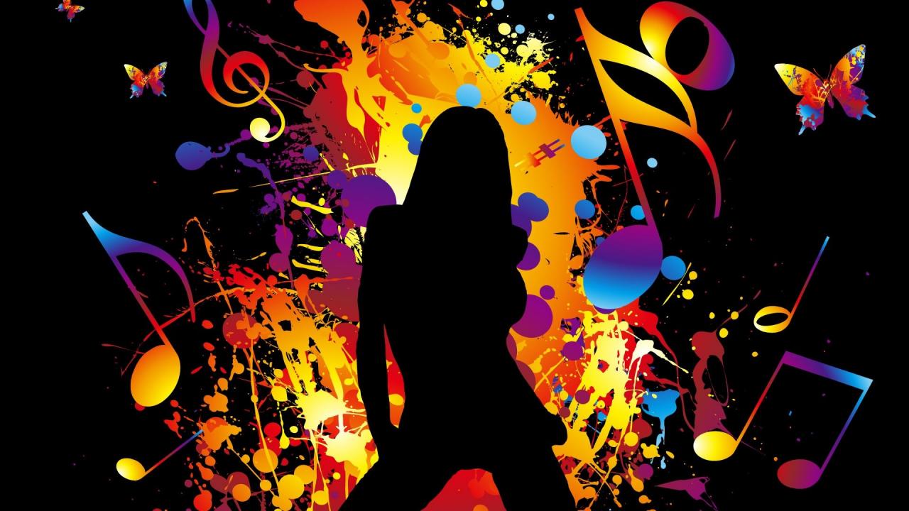 1920x1080 Colorful Vector music girl dancing Wallpaper | 1920x1080 .