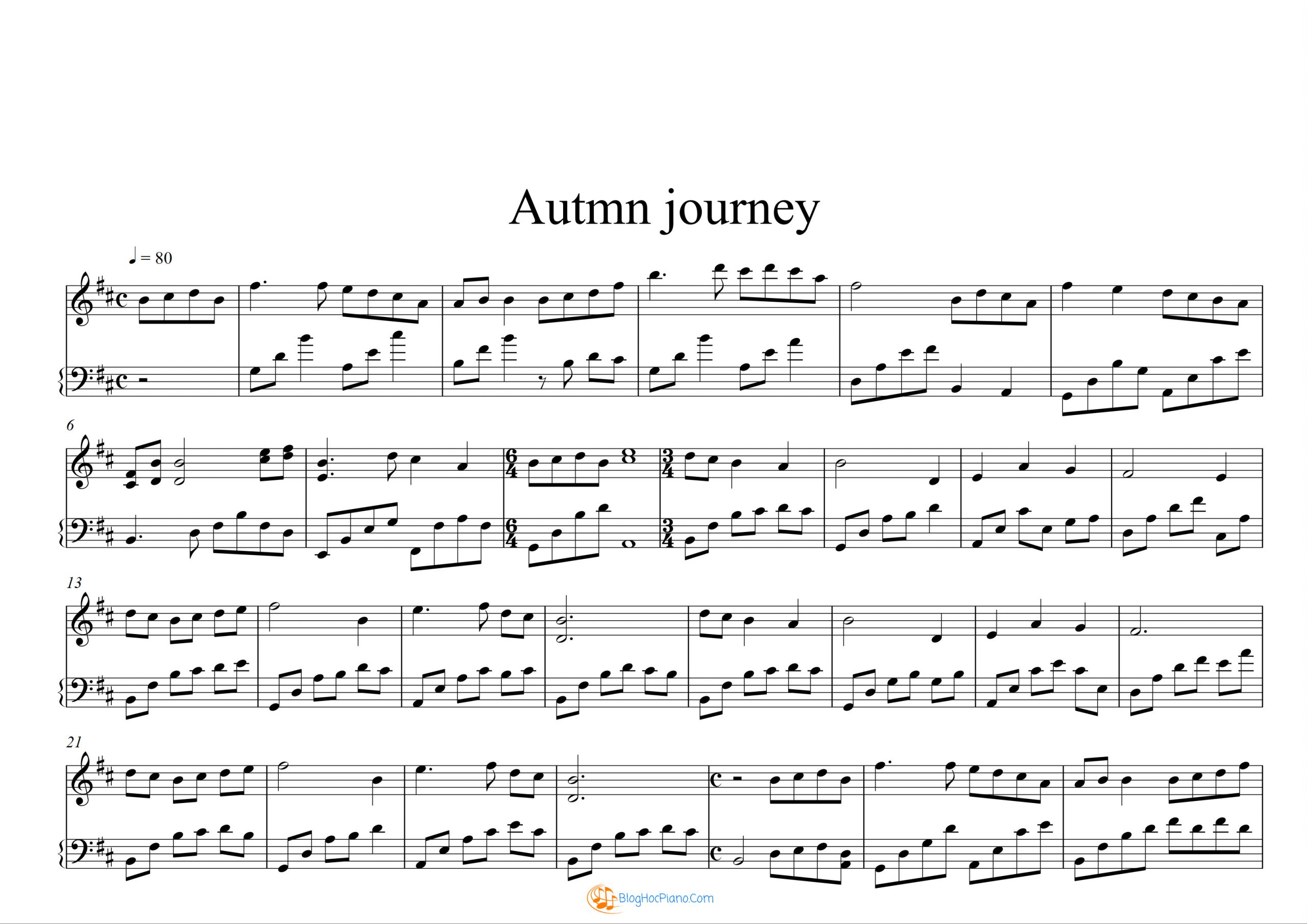 Sheet nhạc Autumn journey piano sheet