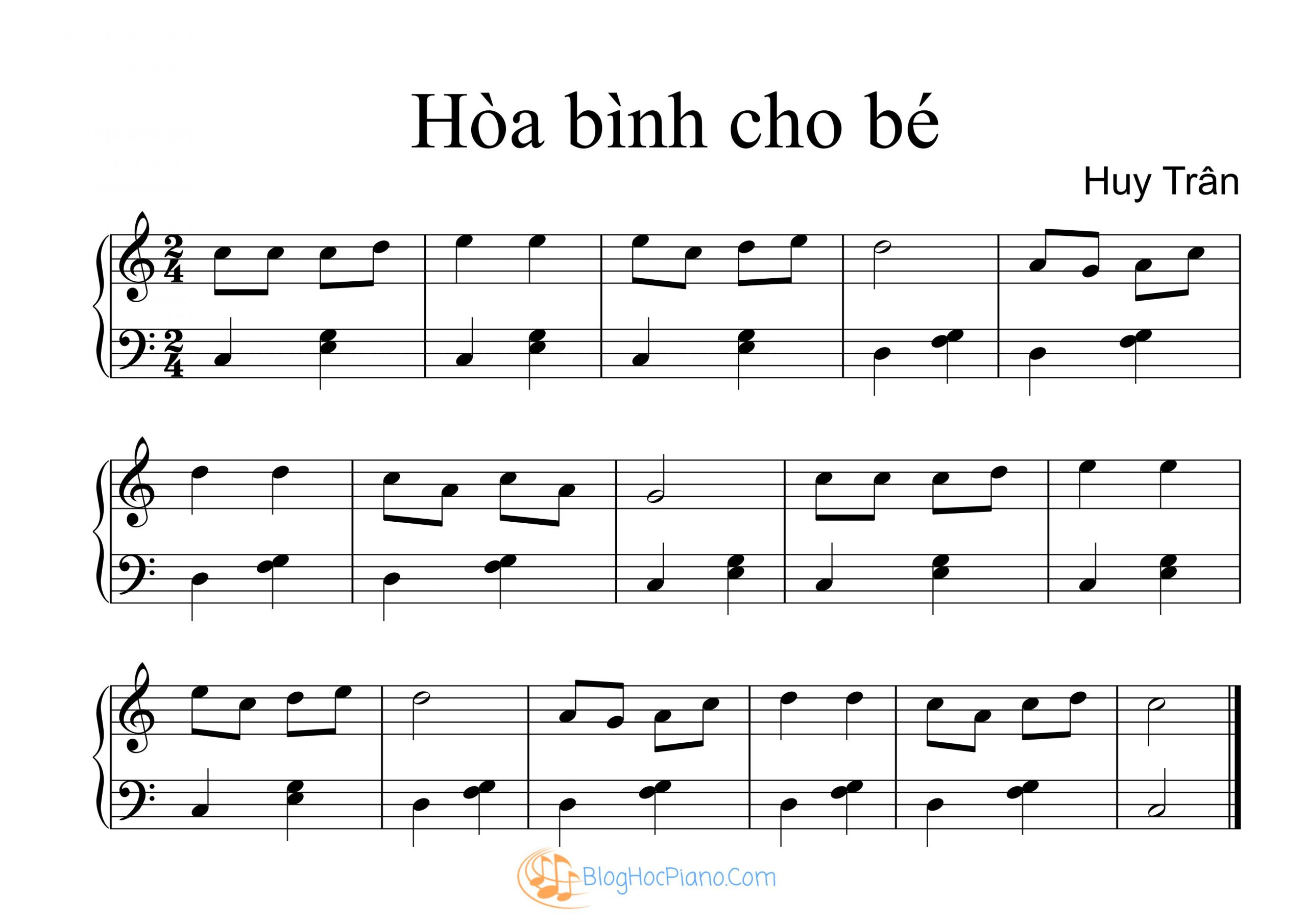 Sheet piano hòa bình cho bé