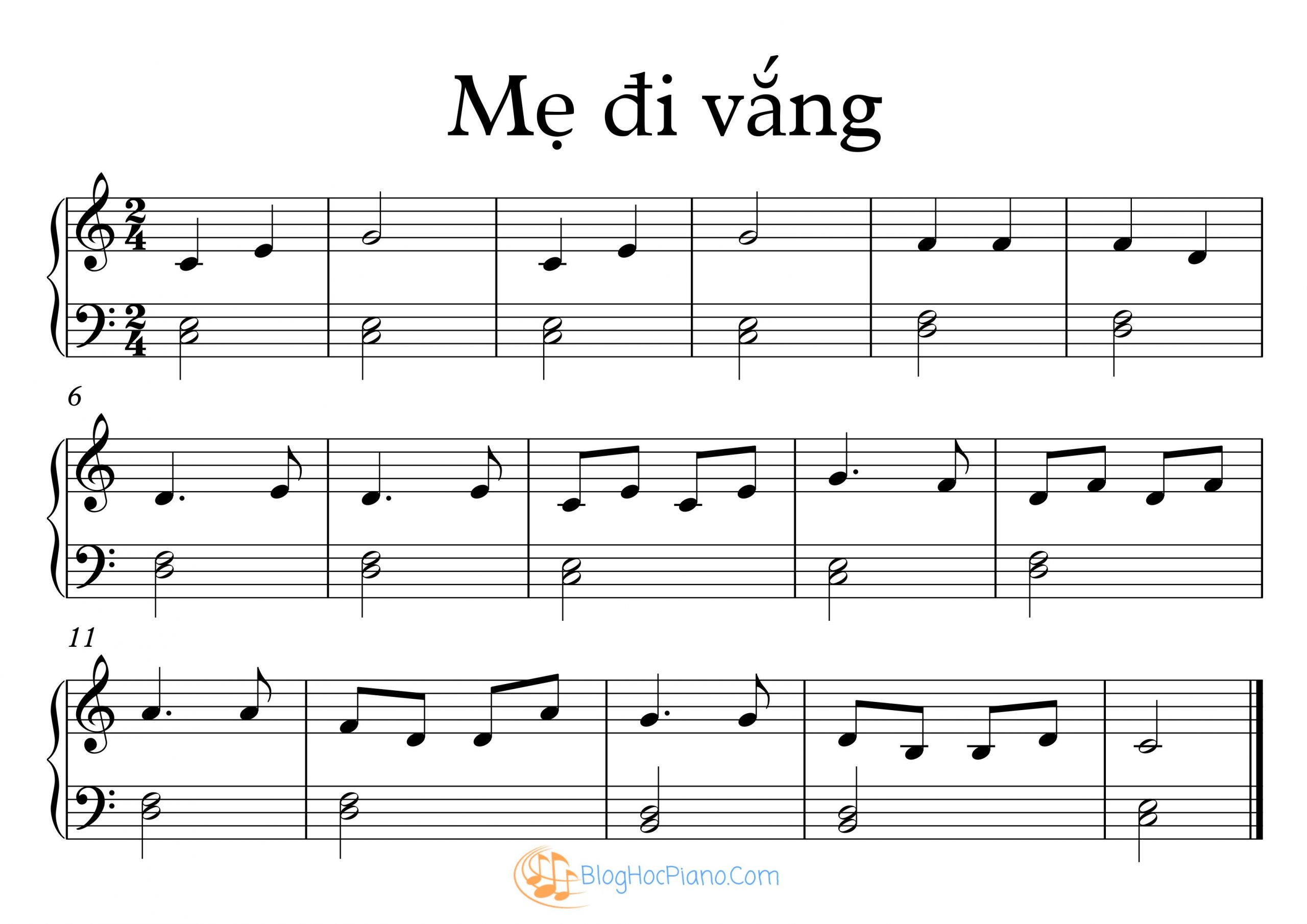 Sheet piano mẹ đi vắng