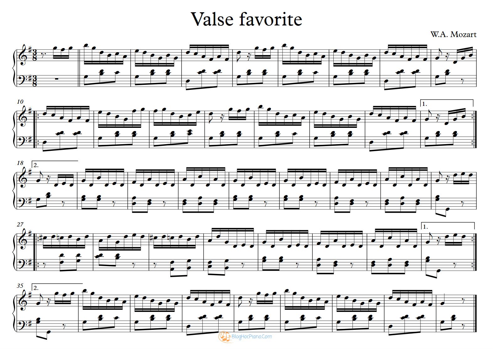 Valse favorite sheet piano PDF