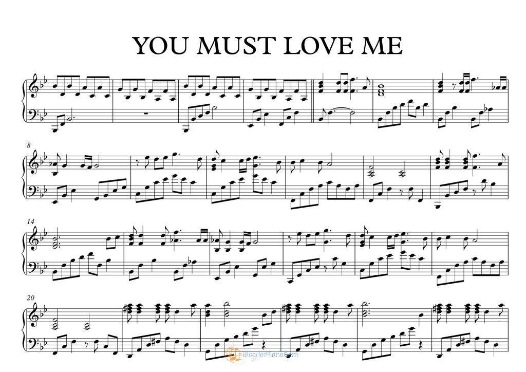 You must love me piano sheet music PDF