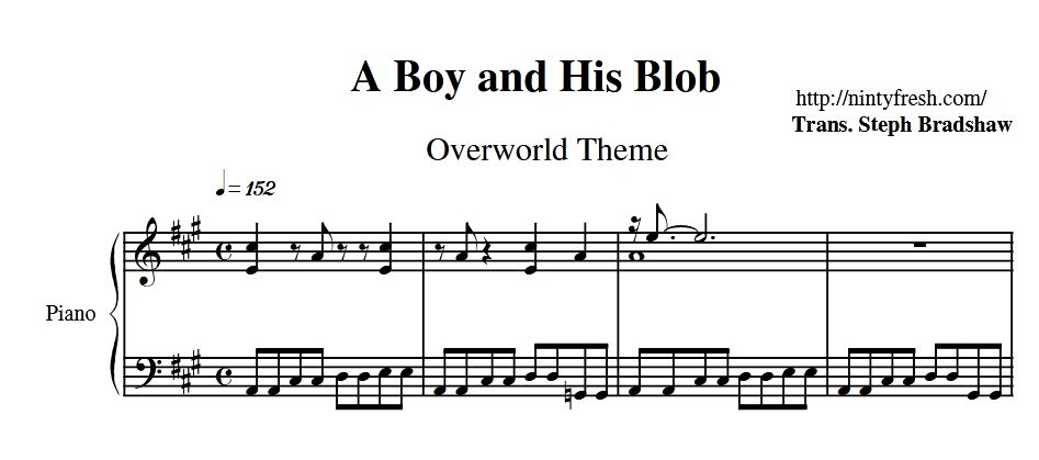 Overworld theme sheet music