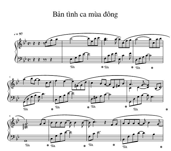 Sheet nhạc bản tình ca mùa đông piano