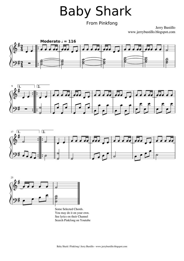 Baby shark piano sheet music pdf