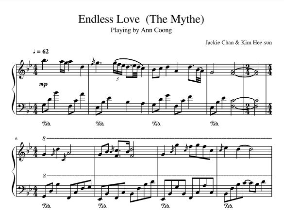 Sheet piano bài endless love