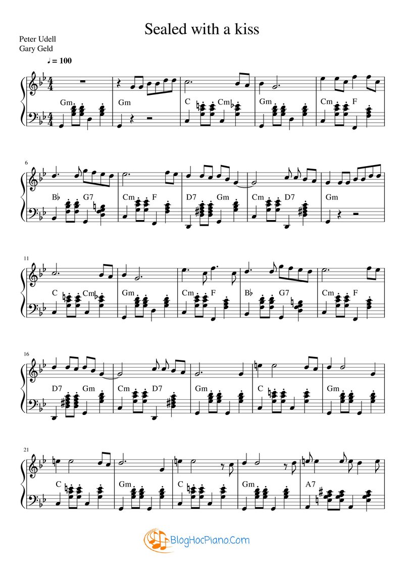 Sealed with a kiss piano sheet music
