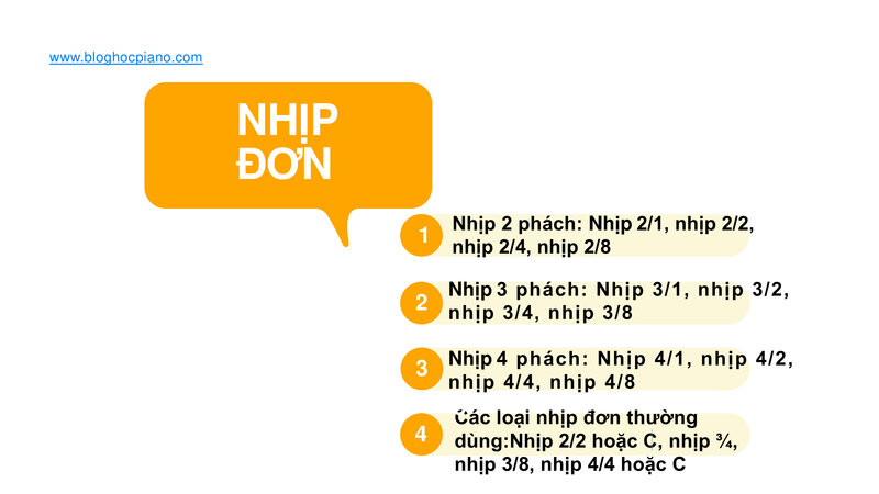 Phân Loại Nhịp Theo Phách ❤️ Các loại nhịp đơn thường dùng: Nhịp 2/2 hoặc ¢, nhịp 3/4, nhịp 3/8, nhịp 4/4 hoặc C