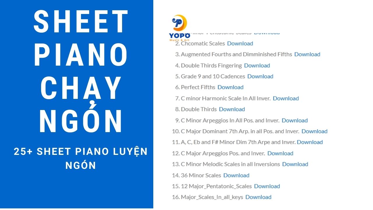 25 SHEET CHẠY NGÓN PIANO ❤️ TẬP CÁCH CHUYỂN NGÓN PIANO HIỆU QUẢ NHẤT