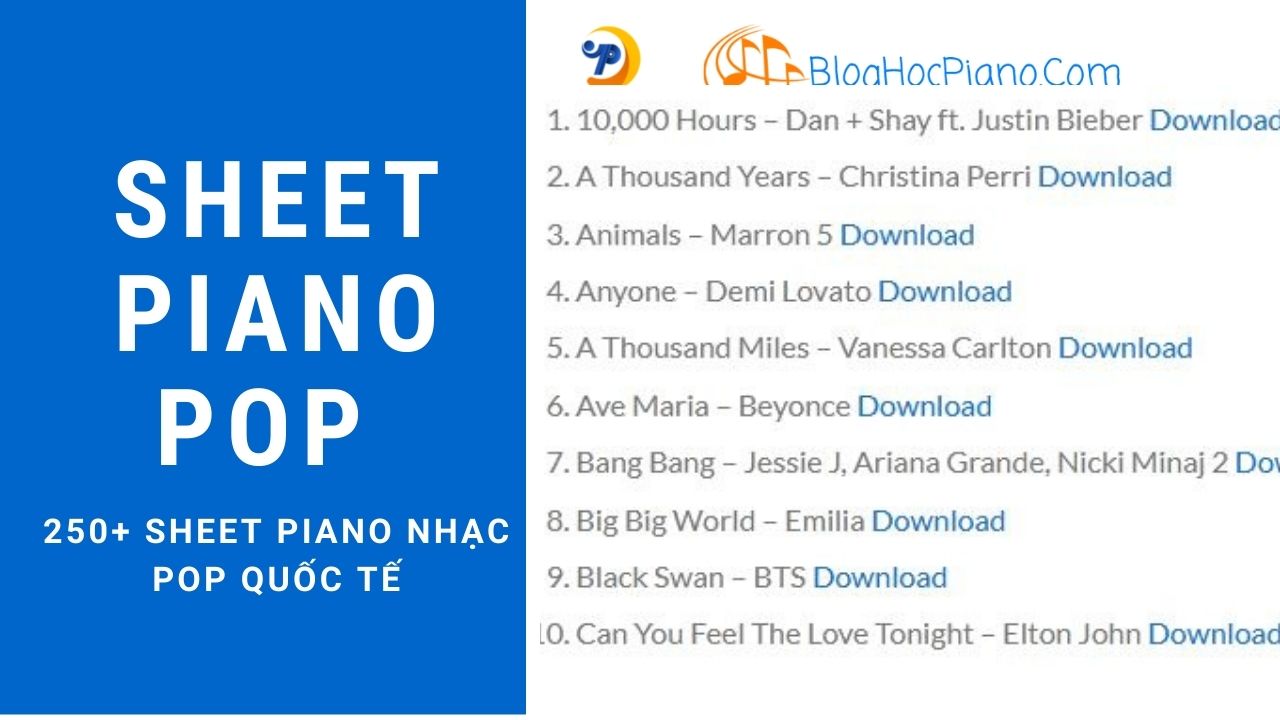 250+ PIANO SHEET POP MUSIC