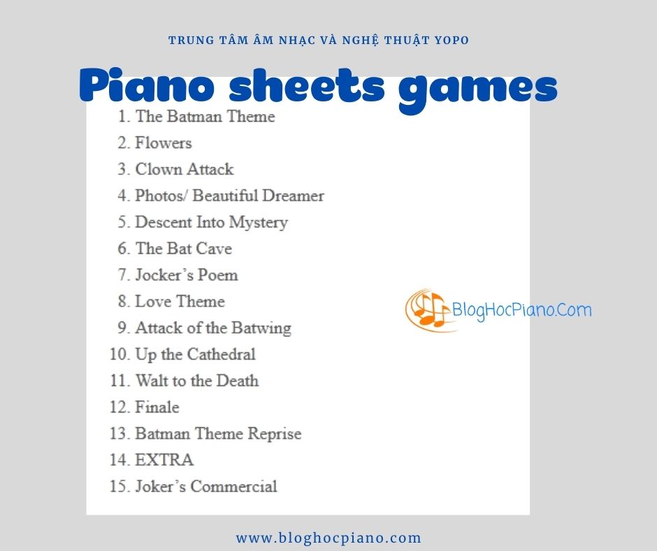 Piano sheets games ❤️ Sheet Nhạc Game Batman ❤️