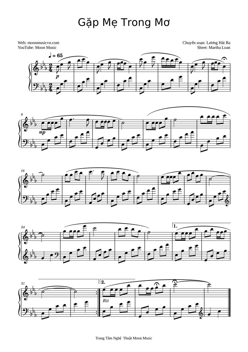 Sheet piano gặp mẹ trong mơ