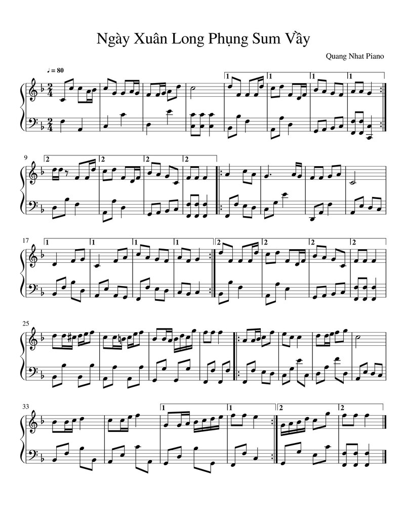 Ngày xuân lông phụng sum vầy sheet piano