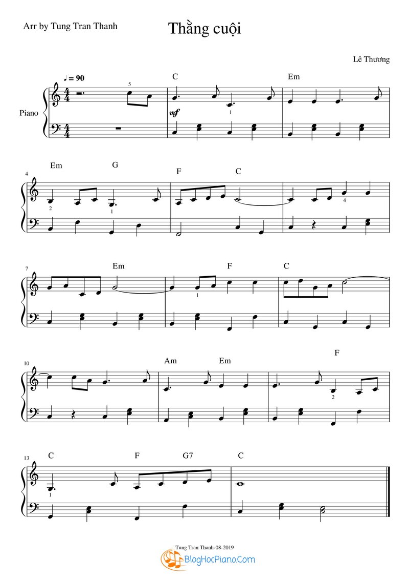 Thằng cuội piano sheet music