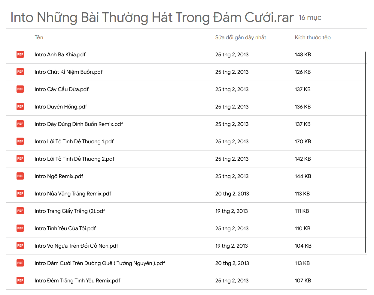DANH SÁCH INTRO NHỮNG BÀI HÁT HAY THƯỜNG GẶP TRONG ĐÁM CƯỚI