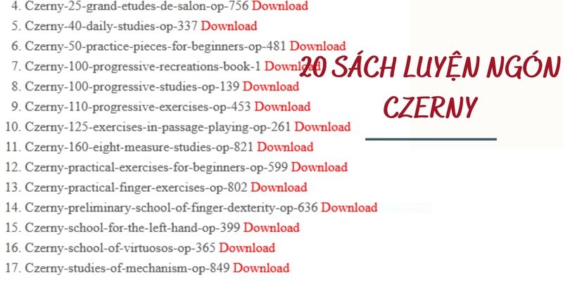 LIST 20++ Sách Luyện Ngón Czerny UPDATE MỚI NHẤT