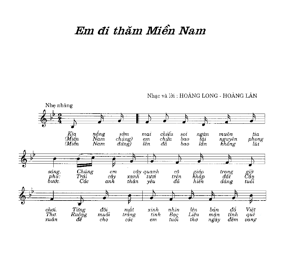 Sheet nhạc bài Em đi thăm miền Nam
