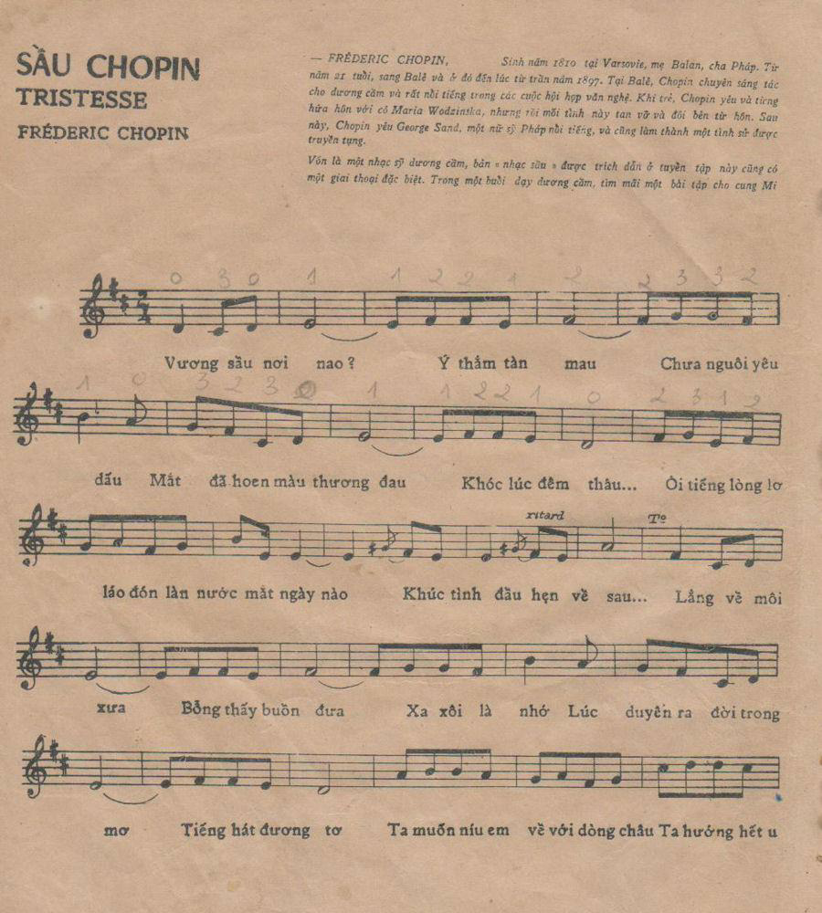 Sheet nhạc bài Sầu Chopin