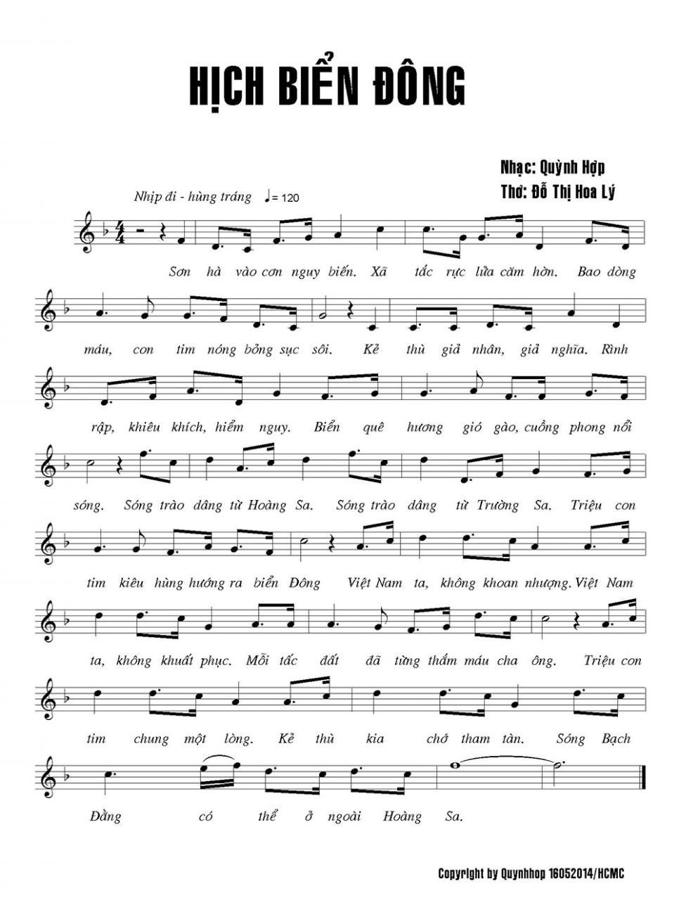 Sheet nhạc bài Hịch biển Đông