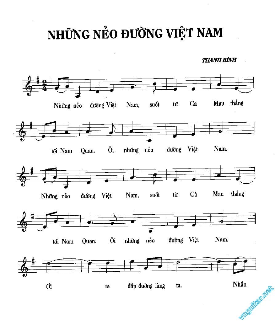 Sheet nhạc bài Những nẻo đường Việt Nam