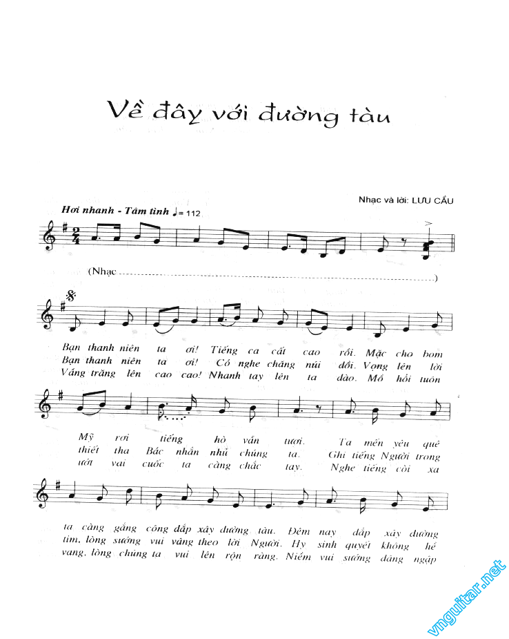 Sheet nhạc bài Về đây với đường tàu