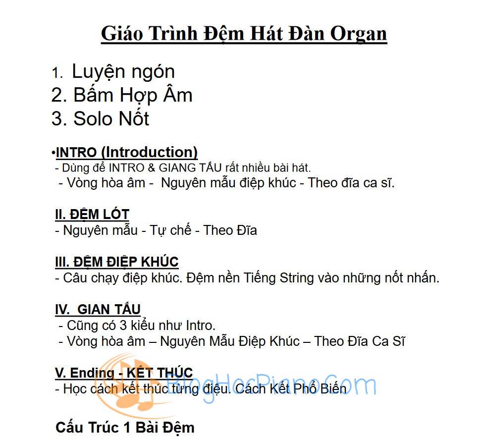 Giáo trình organ đệm hát by Thiện Organ ( tài liệu học organ cho người mới bắt đầu)