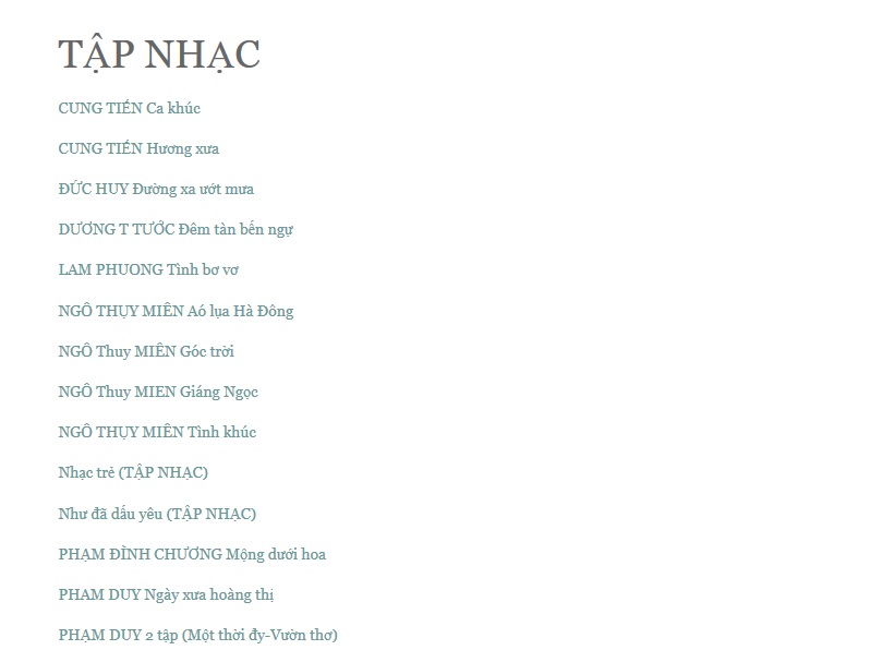 Các Tập sách những bài hát hay Việt Nam mọi thời đại (tập nhạc đã xuất bản)