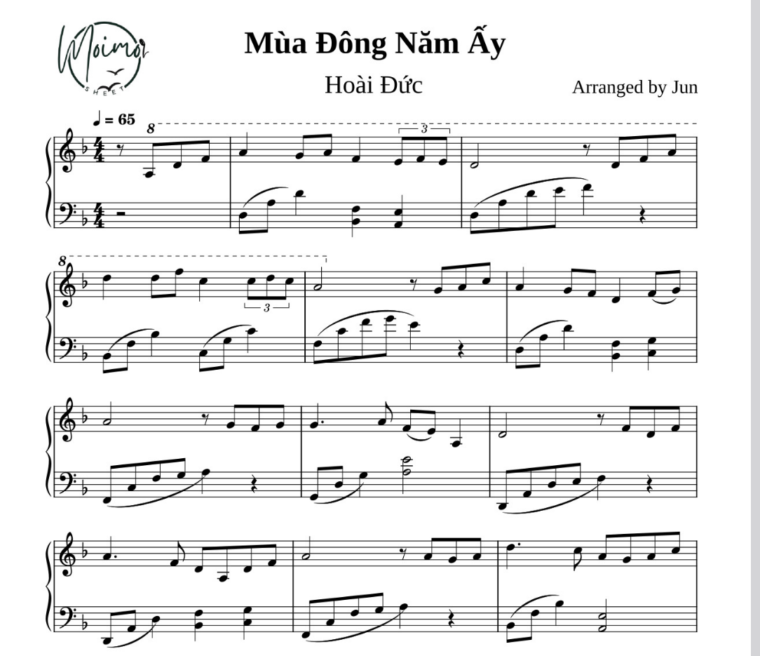 Mùa đông năm ấy piano sheet
