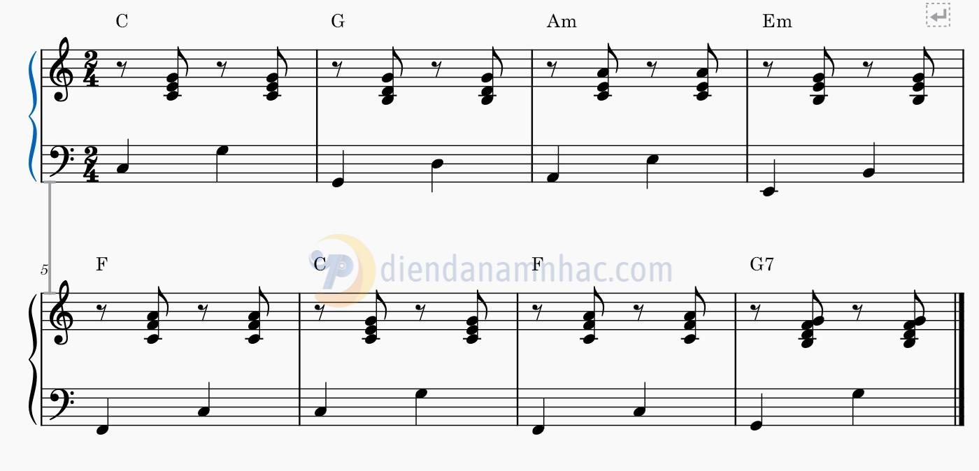 Mẫu đệm hát piano điệu FOX #3 – Bài hát tiết tấu nhanh, vui, nhịp 2/4, 4/4